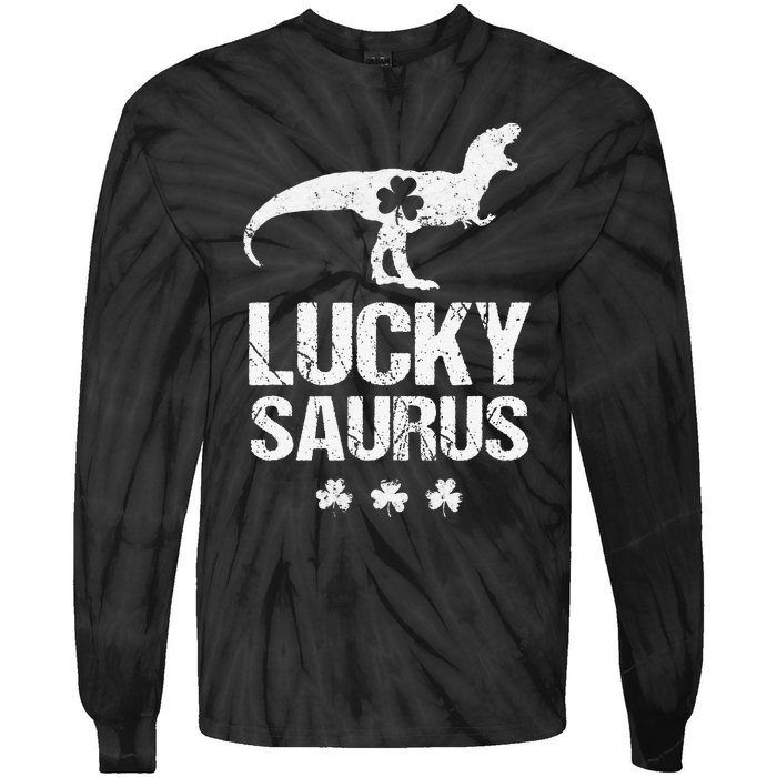 Saint Patrick's Day, Lucky Saurus, Cute Dinosaur Tie-Dye Long Sleeve Shirt