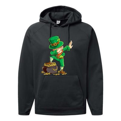 St Patricks Day Dabbing Leprechaun Dab Performance Fleece Hoodie