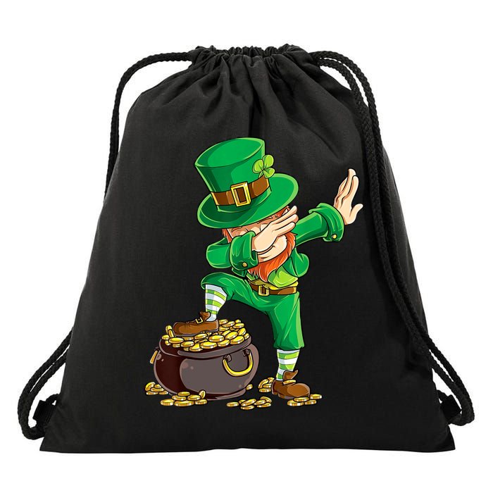 St Patricks Day Dabbing Leprechaun Dab Drawstring Bag