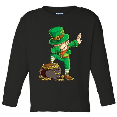 St Patricks Day Dabbing Leprechaun Dab Toddler Long Sleeve Shirt