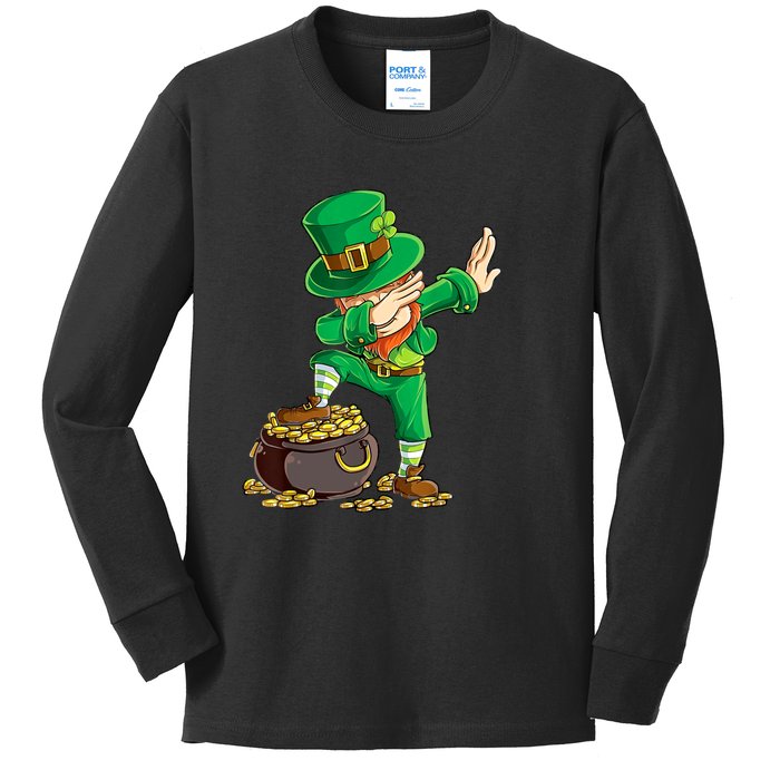 St Patricks Day Dabbing Leprechaun Dab Kids Long Sleeve Shirt