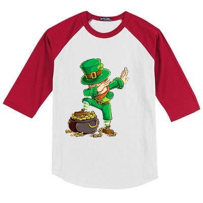 St Patricks Day Dabbing Leprechaun Dab Kids Colorblock Raglan Jersey