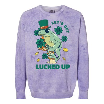 St Patricks Day Let's Get Lucked Up Frog Colorblast Crewneck Sweatshirt