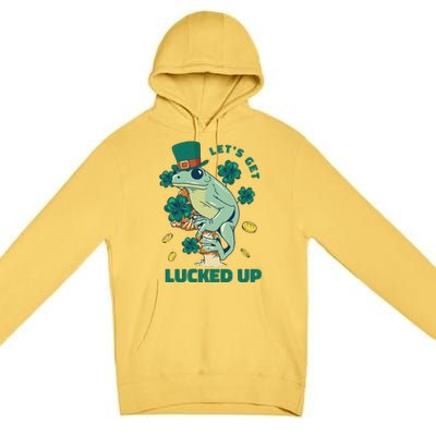 St Patricks Day Let's Get Lucked Up Frog Premium Pullover Hoodie