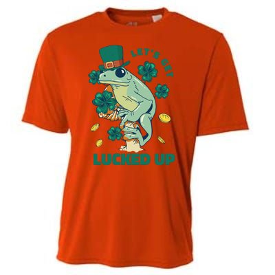 St Patricks Day Let's Get Lucked Up Frog Cooling Performance Crew T-Shirt