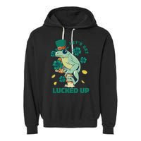 St Patricks Day Let's Get Lucked Up Frog Garment-Dyed Fleece Hoodie