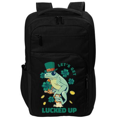 St Patricks Day Let's Get Lucked Up Frog Impact Tech Backpack