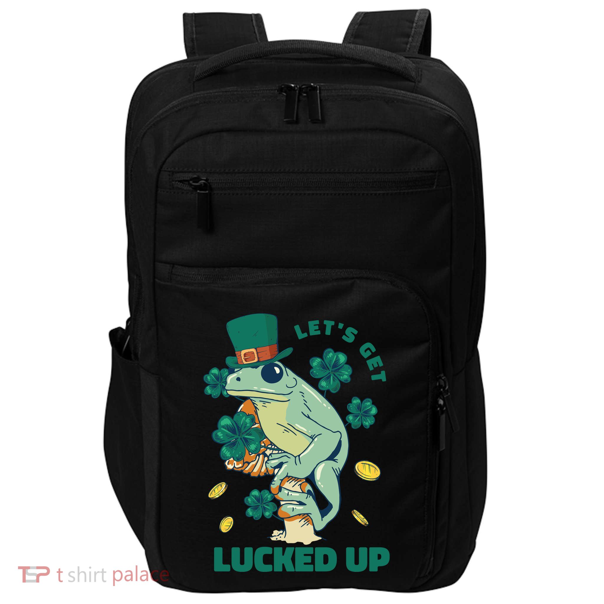 St Patricks Day Let's Get Lucked Up Frog Impact Tech Backpack