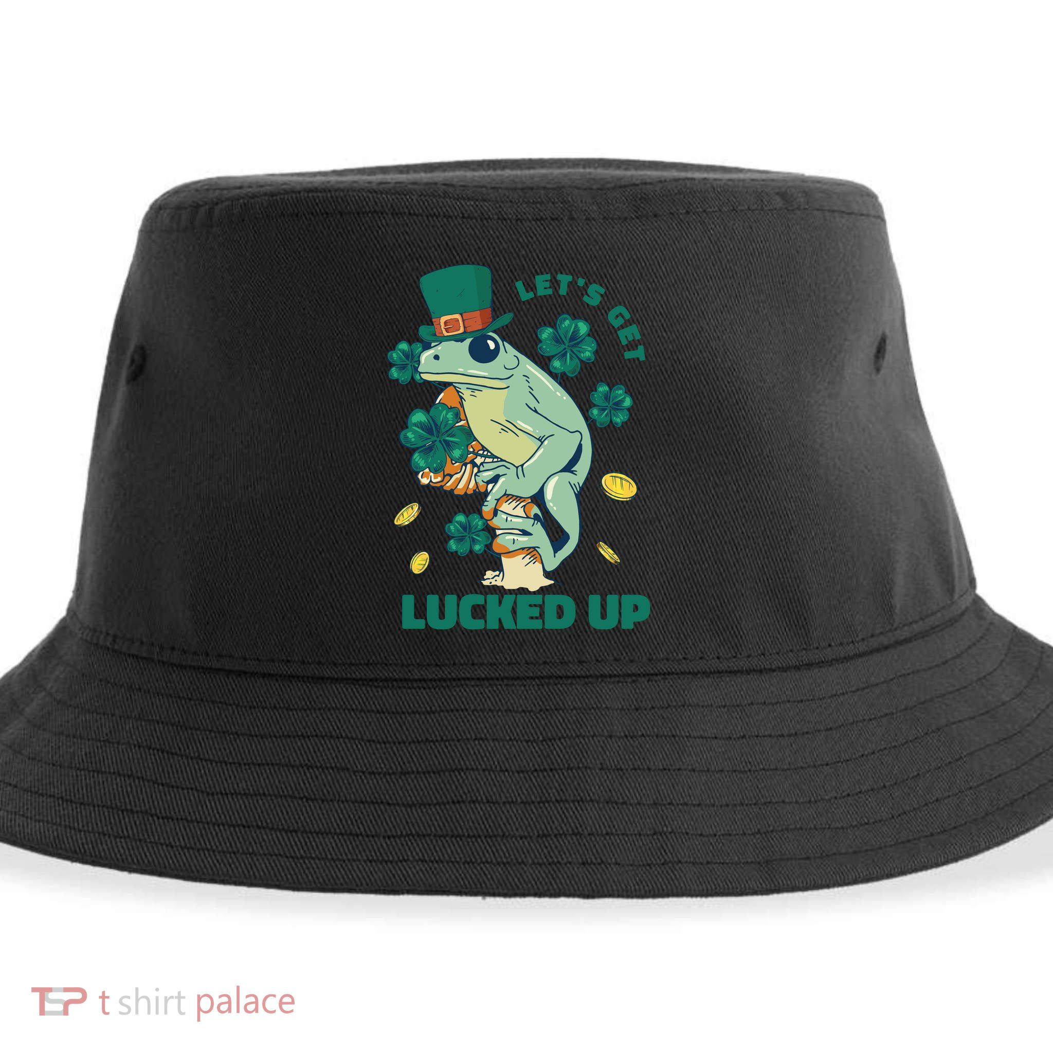 St Patricks Day Let's Get Lucked Up Frog Sustainable Bucket Hat