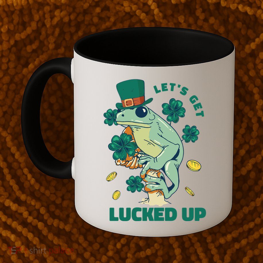 St Patricks Day Let's Get Lucked Up Frog Mug