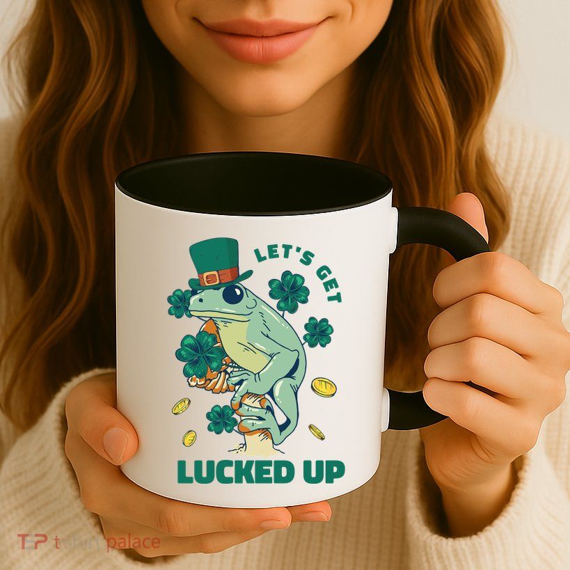 St Patricks Day Let's Get Lucked Up Frog Mug