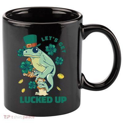 St Patricks Day Let's Get Lucked Up Frog 11oz C Handle Ceramic Mug