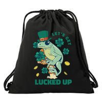 St Patricks Day Let's Get Lucked Up Frog Drawstring Bag