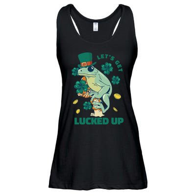 St Patricks Day Let's Get Lucked Up Frog Ladies Essential Flowy Tank