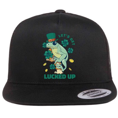 St Patricks Day Let's Get Lucked Up Frog Flatbill Hat