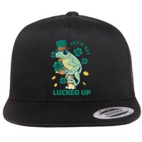 St Patricks Day Let's Get Lucked Up Frog Flat Bill Trucker Hat