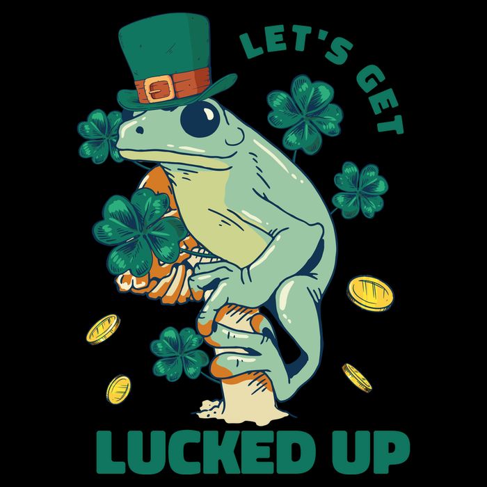St Patricks Day Let's Get Lucked Up Frog Flat Bill Trucker Hat