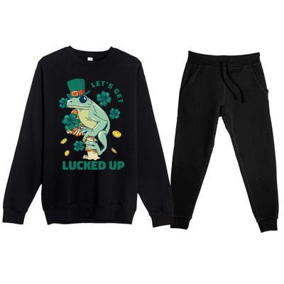 St Patricks Day Let's Get Lucked Up Frog Premium Crewneck Sweatsuit Set