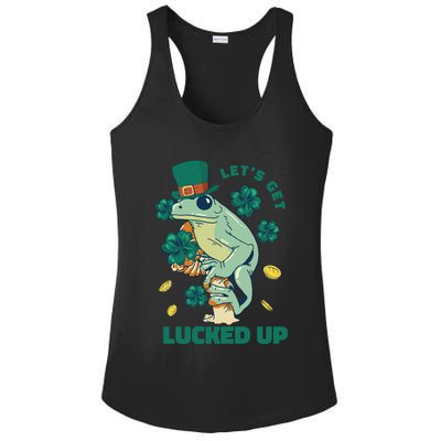 St Patricks Day Let's Get Lucked Up Frog Ladies PosiCharge Competitor Racerback Tank