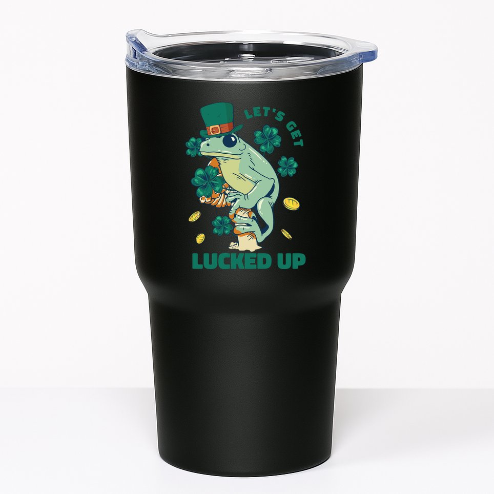 St Patricks Day Let's Get Lucked Up Frog Tumbler