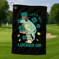 St Patricks Day Let's Get Lucked Up Frog Golf Towel