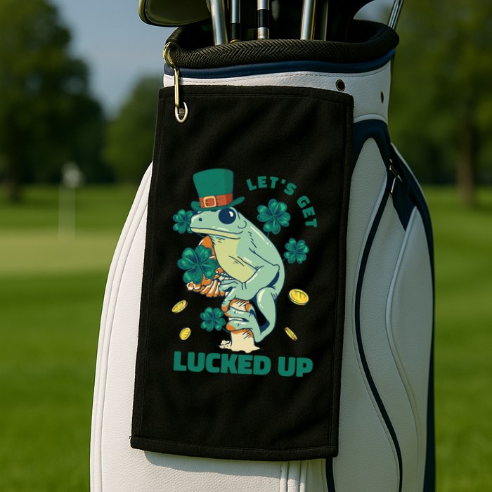 St Patricks Day Let's Get Lucked Up Frog Golf Towel