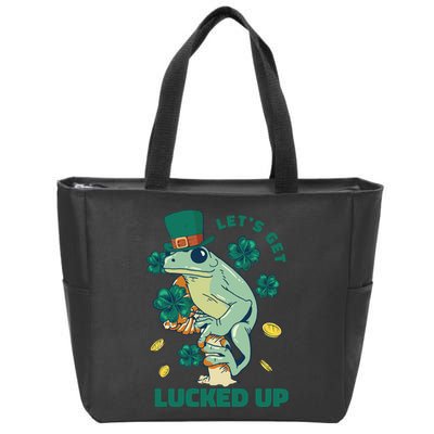 St Patricks Day Let's Get Lucked Up Frog Zip Tote Bag
