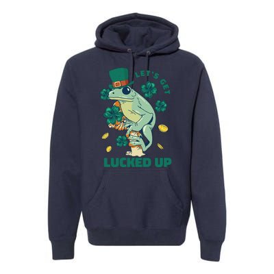 St Patricks Day Let's Get Lucked Up Frog Premium Hoodie