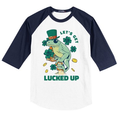 St Patricks Day Let's Get Lucked Up Frog Baseball Sleeve Shirt