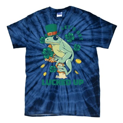 St Patricks Day Let's Get Lucked Up Frog Tie-Dye T-Shirt