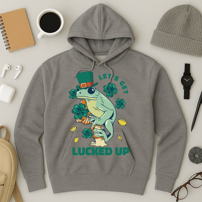 St Patricks Day Let's Get Lucked Up Frog Hoodie