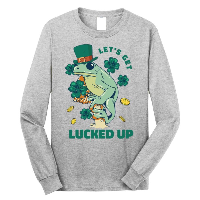 St Patricks Day Let's Get Lucked Up Frog Long Sleeve Shirt