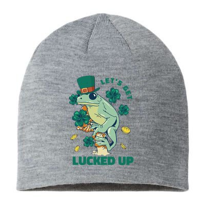 St Patricks Day Let's Get Lucked Up Frog Sustainable Beanie