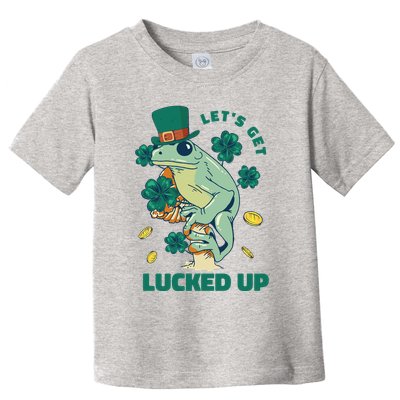 St Patricks Day Let's Get Lucked Up Frog Toddler T-Shirt