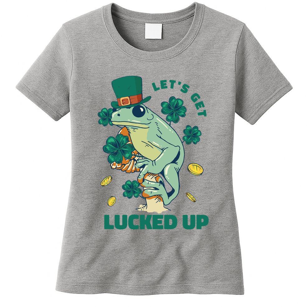 St Patricks Day Let's Get Lucked Up Frog Womens T-Shirt