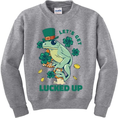 St Patricks Day Let's Get Lucked Up Frog Kids Sweatshirt