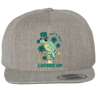 St Patricks Day Let's Get Lucked Up Frog Wool Snapback Cap