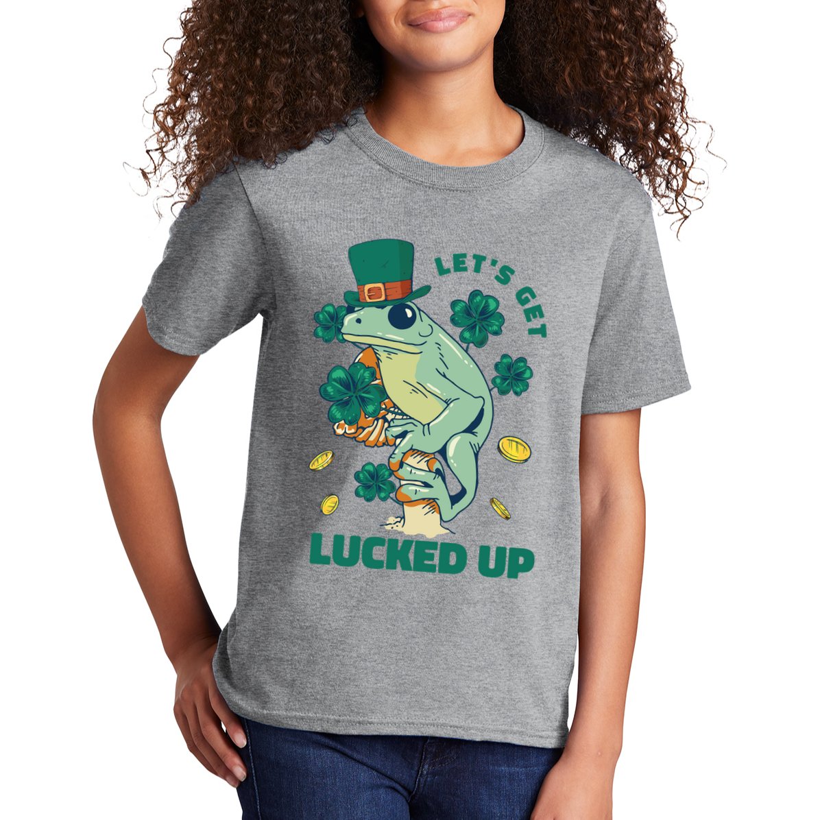 St Patricks Day Let's Get Lucked Up Frog Kids T-Shirt