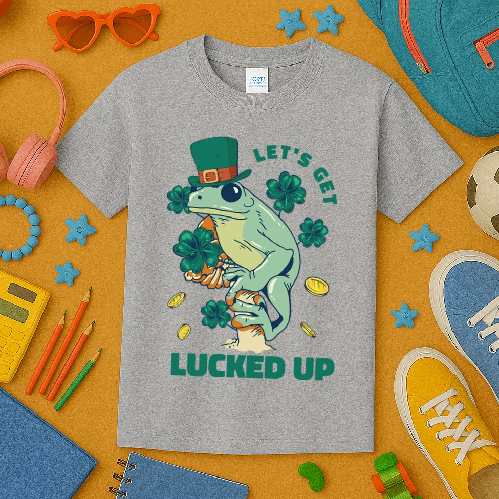 St Patricks Day Let's Get Lucked Up Frog Kids T-Shirt