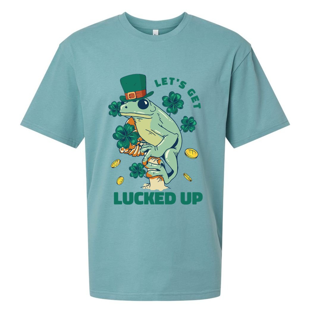 St Patricks Day Let's Get Lucked Up Frog Sueded Cloud Jersey T-Shirt