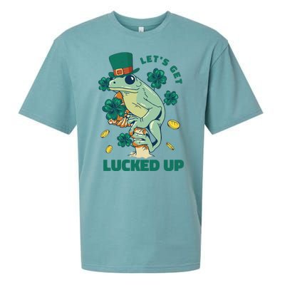 St Patricks Day Let's Get Lucked Up Frog Sueded Cloud Jersey T-Shirt