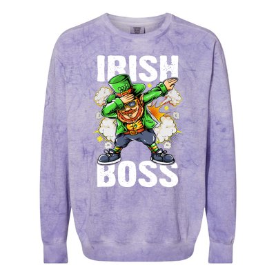 St Patricks Day Outfit Dabbing Leprechaun Gift Colorblast Crewneck Sweatshirt