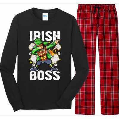 St Patricks Day Outfit Dabbing Leprechaun Gift Long Sleeve Pajama Set