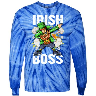 St Patricks Day Outfit Dabbing Leprechaun Gift Tie-Dye Long Sleeve Shirt