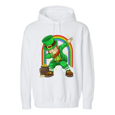 St Patricks Day Dabbing Leprechaun Irish Dab Shamrock Garment-Dyed Fleece Hoodie