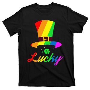 St Patrick's Day Rainbow Leprechaun Hat Lucky Clover T-Shirt