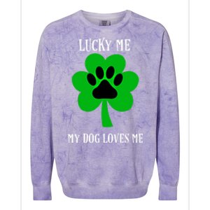 St Patrick's Day Dog Loves Me Lucky Gift Colorblast Crewneck Sweatshirt