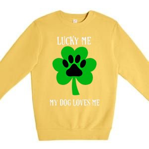 St Patrick's Day Dog Loves Me Lucky Gift Premium Crewneck Sweatshirt