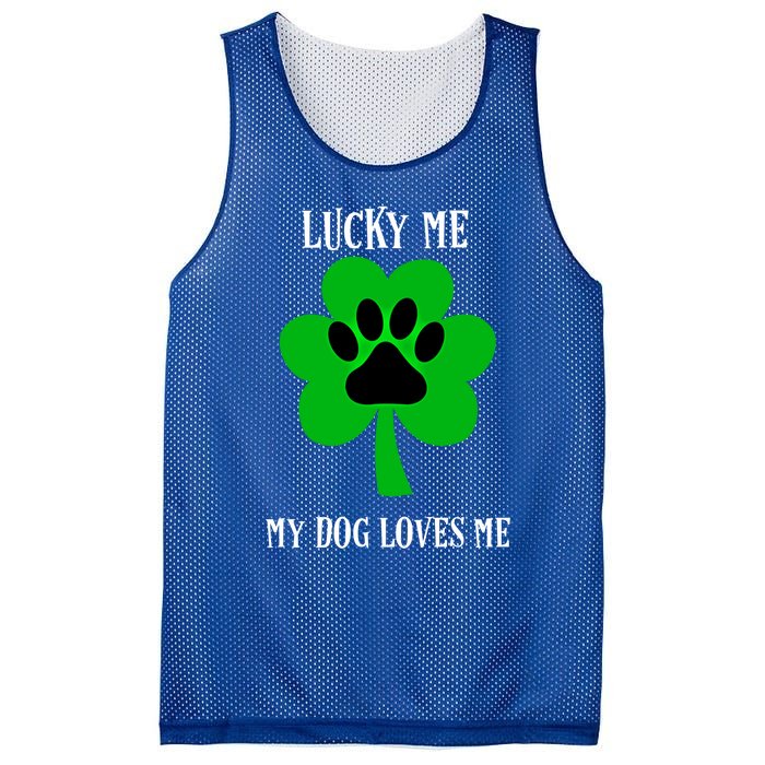 St Patrick's Day Dog Loves Me Lucky Gift Mesh Reversible Basketball Jersey Tank