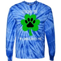 St Patrick's Day Dog Loves Me Lucky Gift Tie-Dye Long Sleeve Shirt